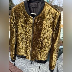 Elie Tahari velvet embroidered bomber jacket